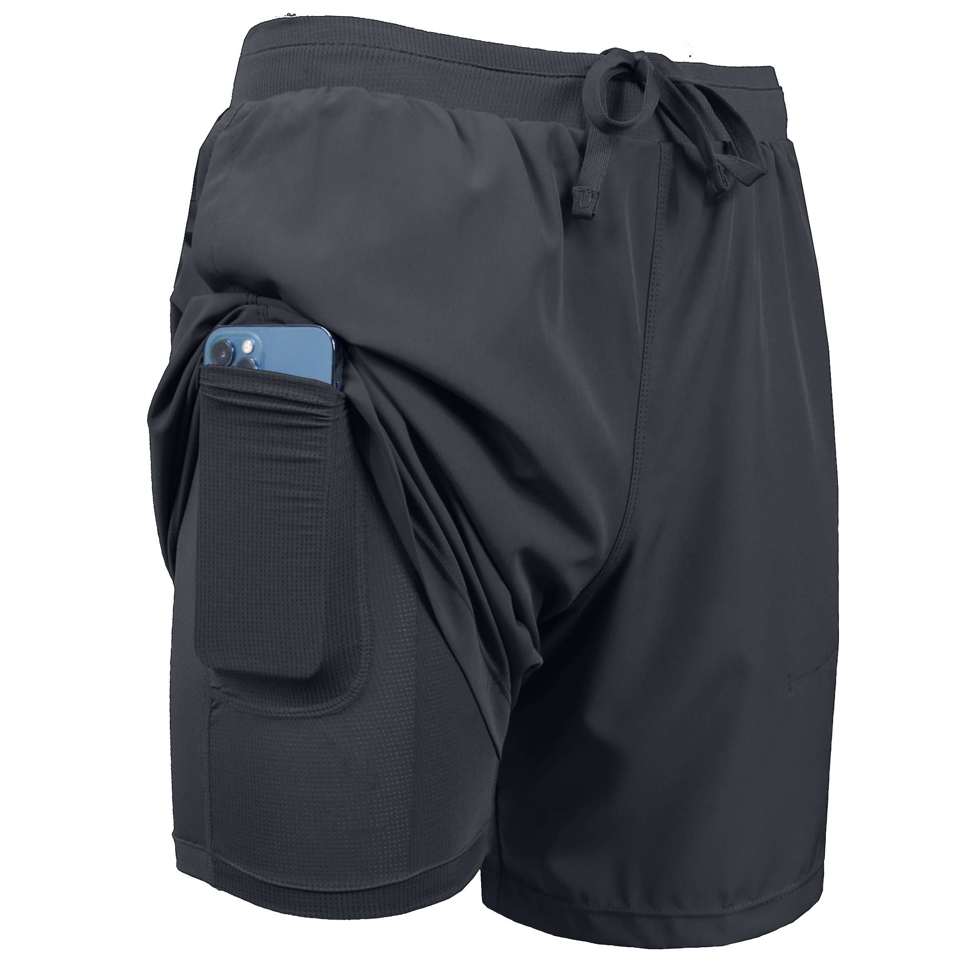 Galaxy By Harvic - Vendita all'ingrosso Pantaloncini sportivi - Uomo - Pantaloncini da corsa da uomo 2 in 1 elasticizzati ad asciugatura rapida con fodera3