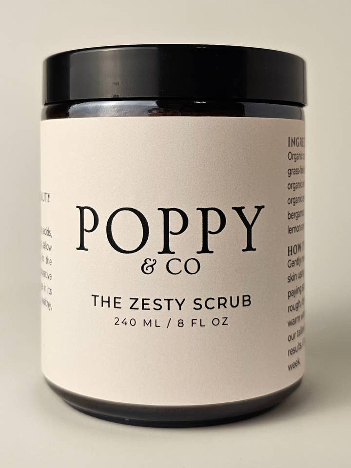 The Zesty Scrub - Gommage au sucre de suif - 8 fl oz pour la vente par Poppy & Co