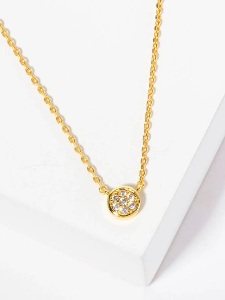 18K Gold-Dipped CZ Round Pendant Necklace for wholesale by Wild Honey