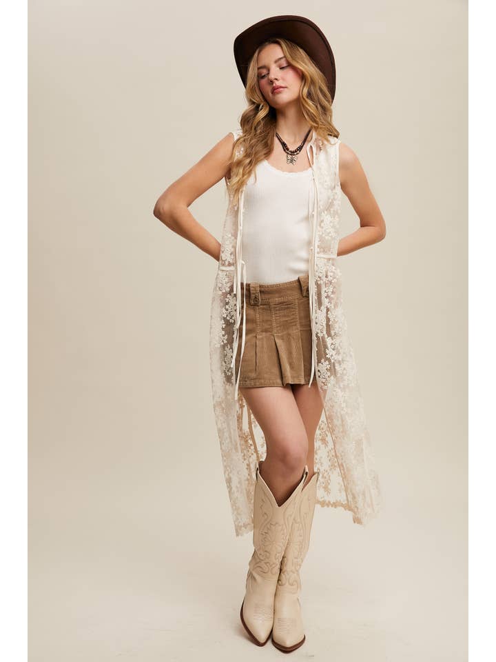 Listicle - Wholesale Outerwear Vest - Women's - Sheer Floral Embroidered Lace Vest13