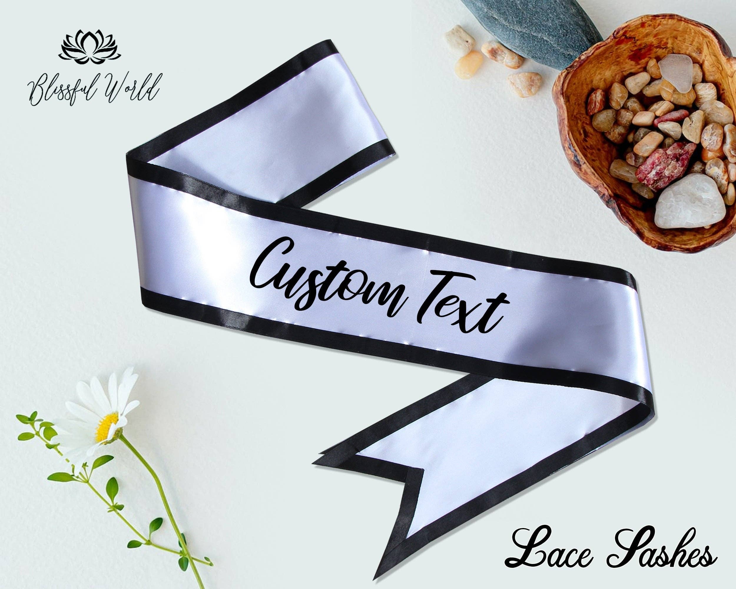 The Blissful - Wholesale Party Favor - Custom Lace Sash Birthday Party Lace Sash Personalized Lace Sash Customize Sash Bridesmaid Sash Custom Bridal Lace Sash Custom Border Sash2