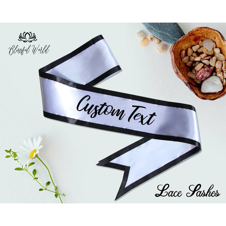 The Blissful - Wholesale Party Favor - Custom Lace Sash Birthday Party Lace Sash Personalized Lace Sash Customize Sash Bridesmaid Sash Custom Bridal Lace Sash Custom Border Sash2