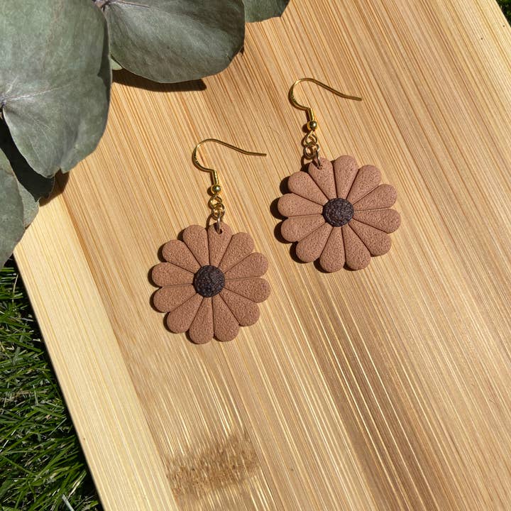 Neutral Boho Flower Disc Dangle for wholesale by Sutton Craft Co