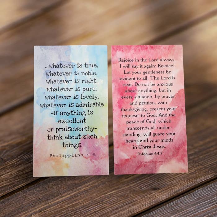 Philippians 4:4-8 Inspirational Pocket Card for wholesale by Forgiven Jewelry