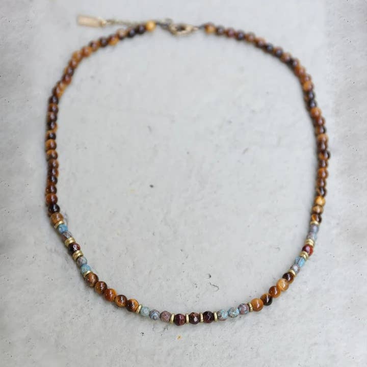REMOVED BRAND - Wholesale Beaded/Pearl Necklace - Tiger's Eye and Agate Delicate Necklace