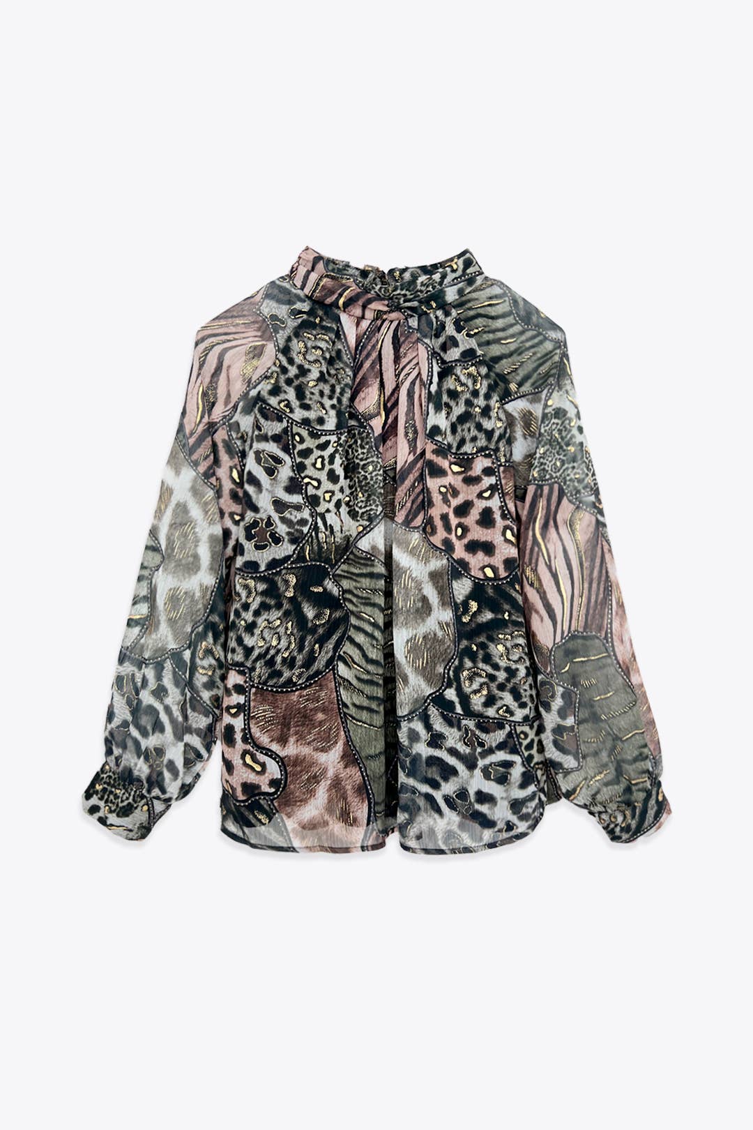 ELLI WHITE - Wholesale Blouse - Women's - Animal print blouse with golden highlights0