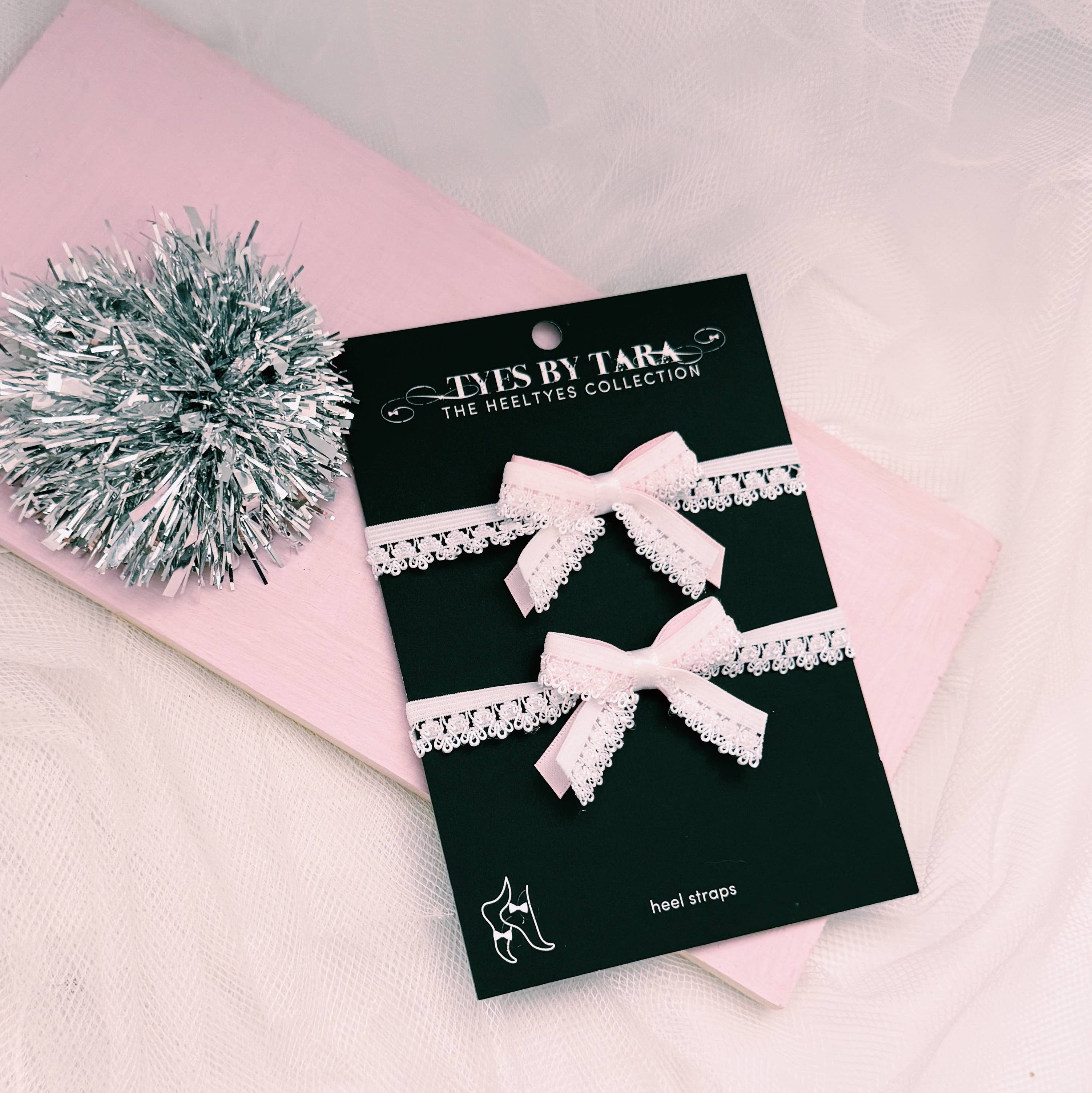 Tyes By Tara - Wholesale Shoe Accessories - Belle White Heeltyes™ – Detachable Elastic Heel Straps4