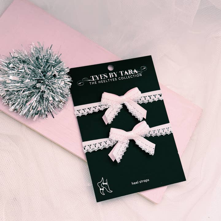 Tyes By Tara - Wholesale Shoe Accessories - Belle White Heeltyes™ – Detachable Elastic Heel Straps4