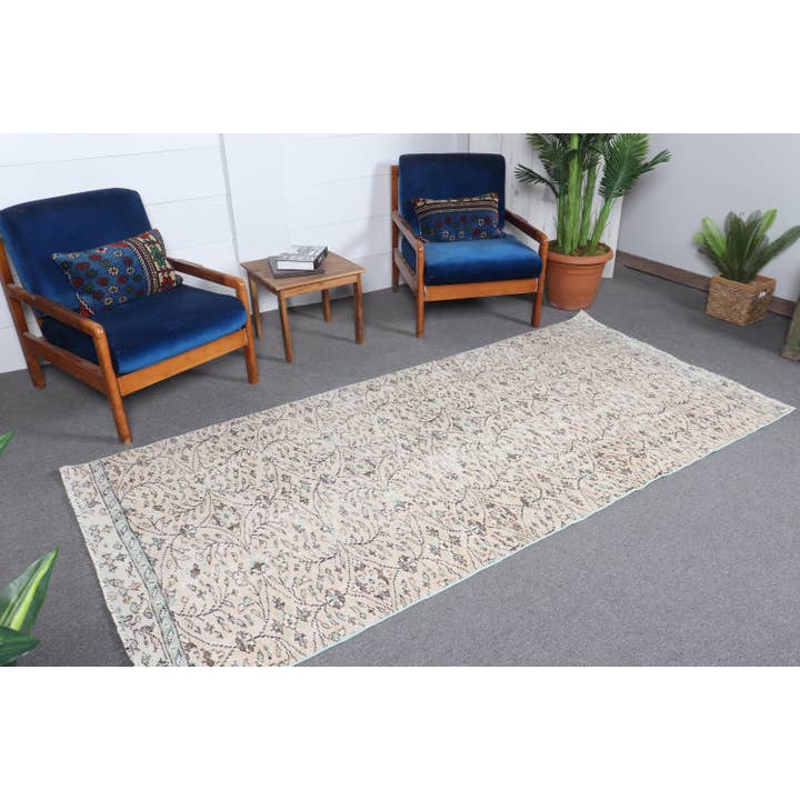 4x8,6 ft Vintage Rug, Orange Ikat Turkish Wool Rug for wholesale by The Loom Wholesale