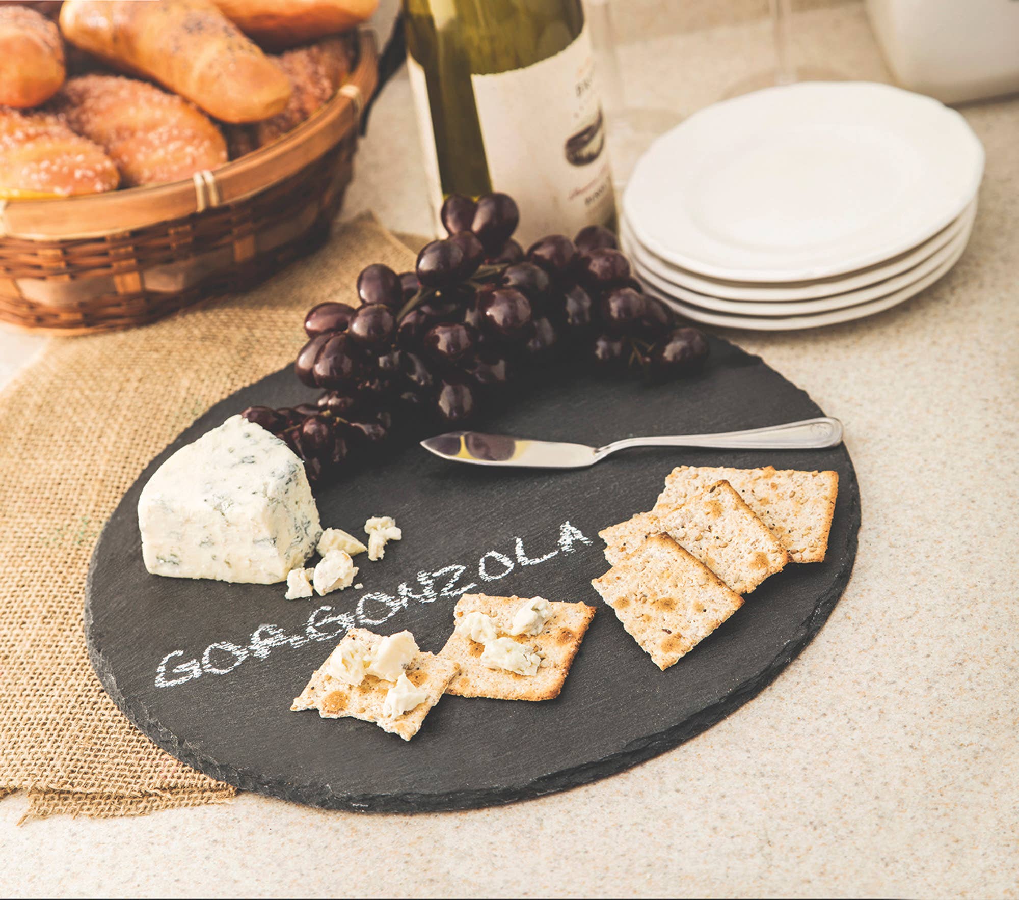 Fox Run Brands - Vente Plateaux à fromage - Fox Run Brands planche à fromage ronde en ardoise, 30,5 cm1