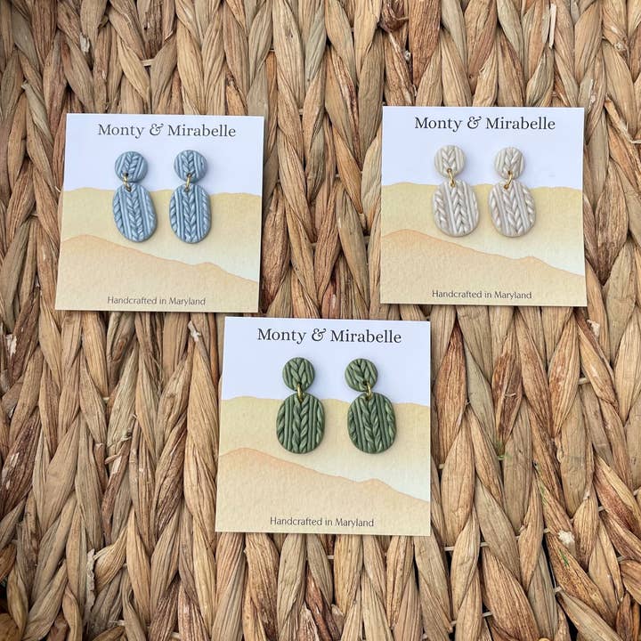 Alice/Statement Øreringer/Polymer Clay Smykker/Tilbehør/Lille dingle/Strik Mønster/Sweater Vejr for engroshandel hos Monty and Mirabelle