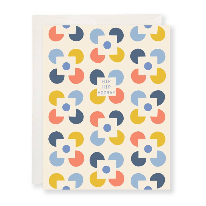 Hip Hip Hooray Colorful Geometric Greeting Card for wholesale by Tracy Schifeling Art