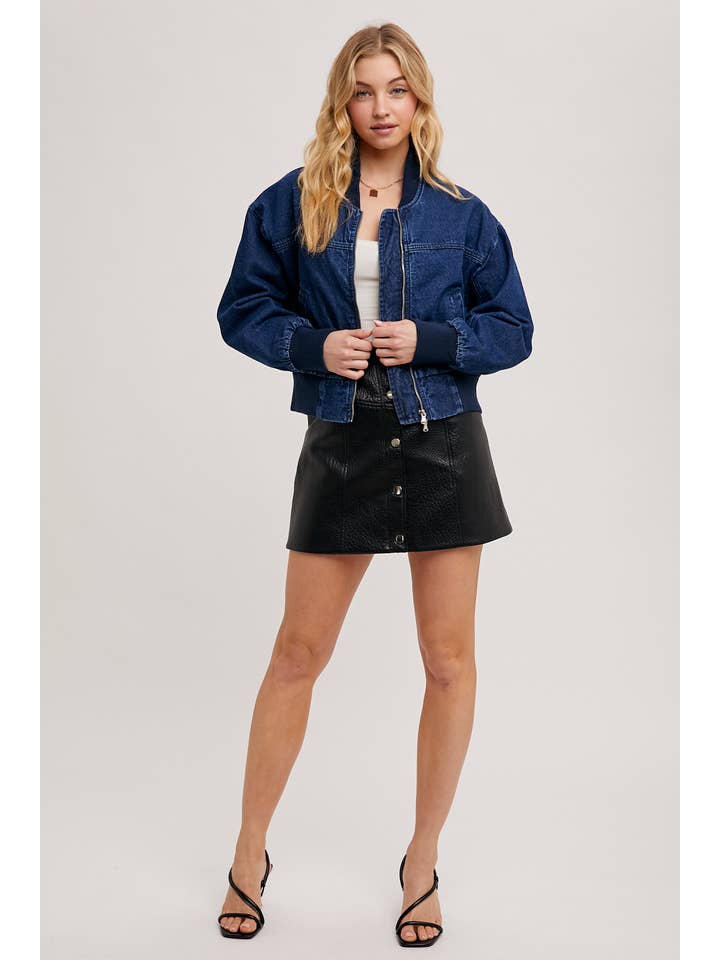 DK WASH DENIM BASEBALL BOMBER JACKET for wholesale on Faire15