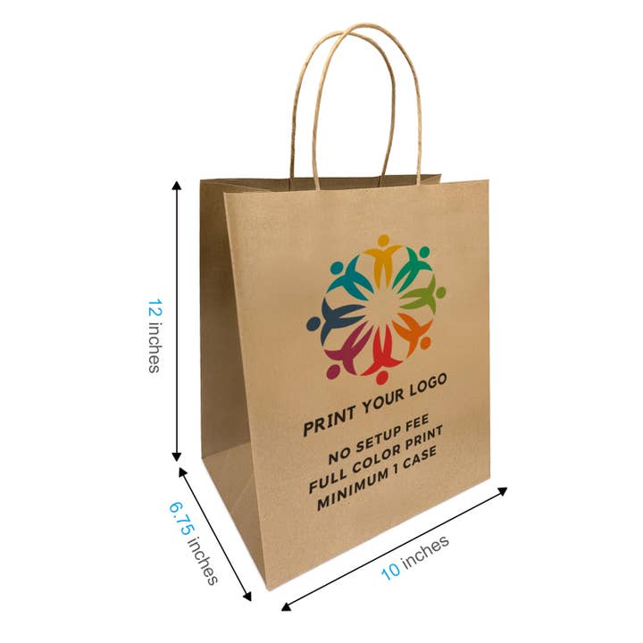 Custom Print Bistro 10x6.75x12 Kraft Paper Bags for wholesale by Kis Paper