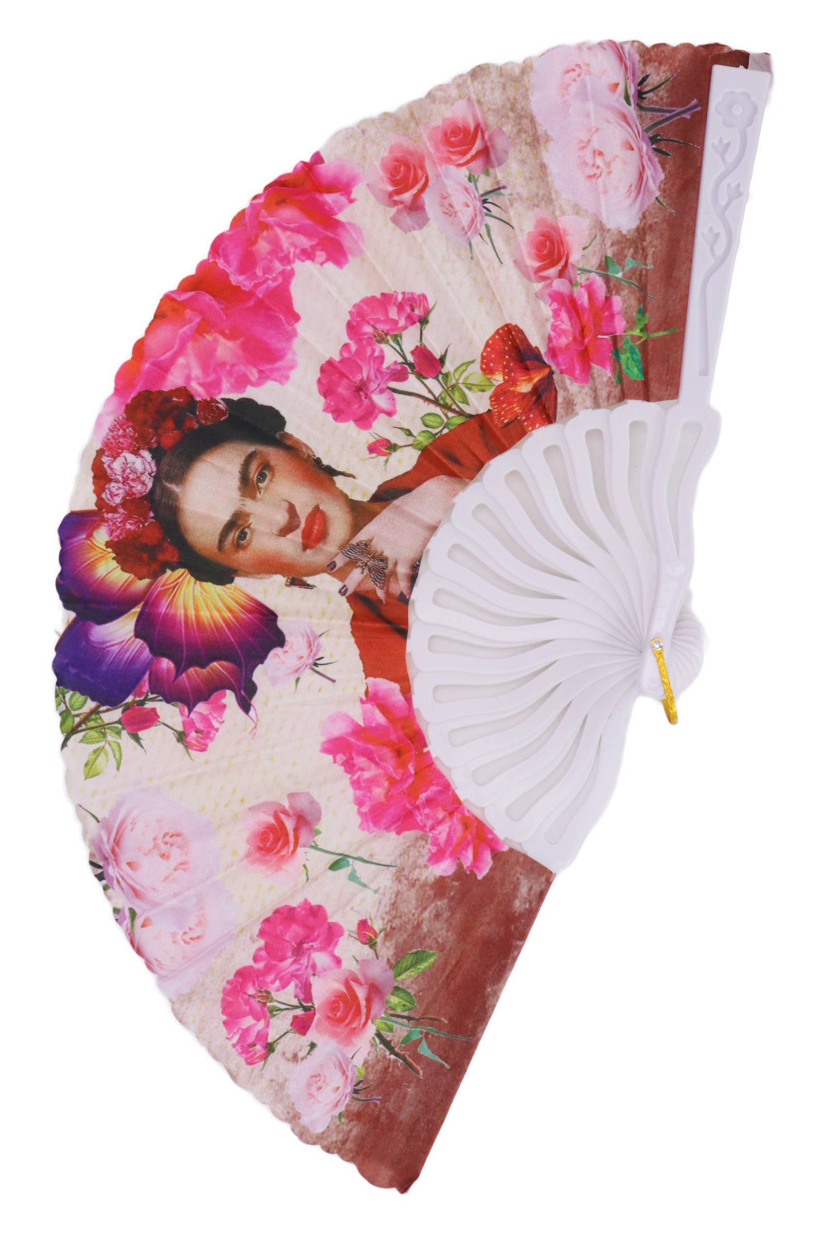 Cap Zone - Vente Éventail - Éventail pliant à main avec portrait inspiré de Frida Kahlo - lot de 125