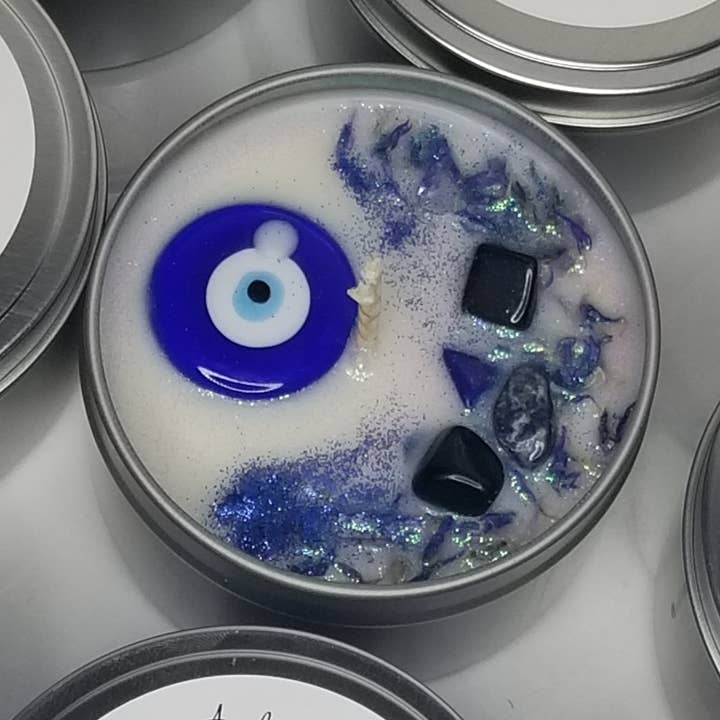 Evil Eye bescherming kaars, Reiki opgeladen, 225 g blik voor wholesale door Angelic Magic