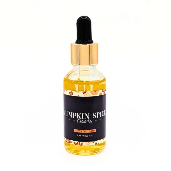 Pumpkin Spice Limited Edition Autumn Scented 30ml Cuticle Oil Dropper Bottle for wholesale by Blabz Beauty Bar