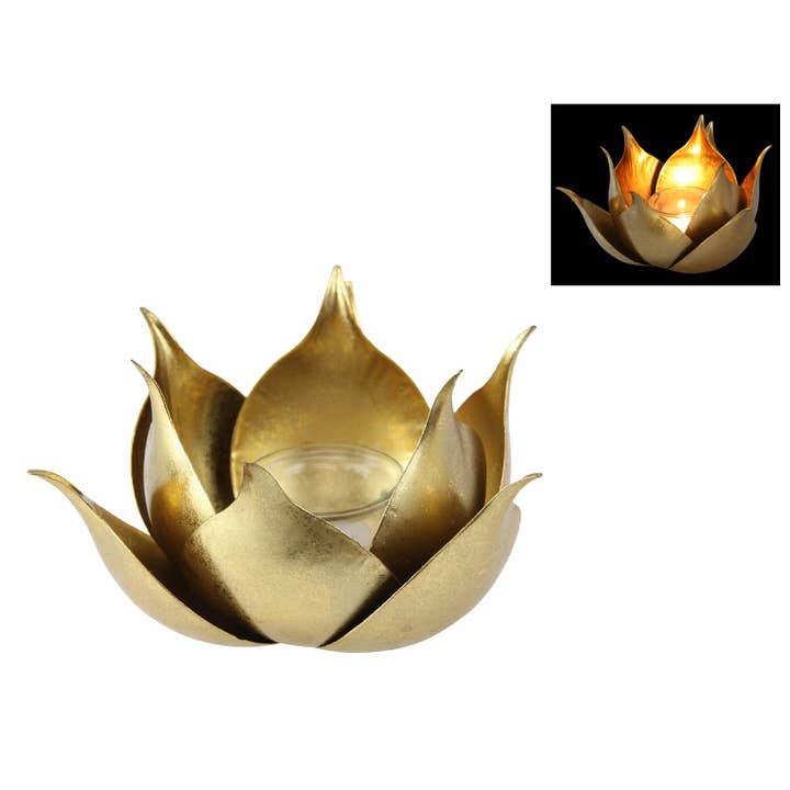 Cubby House by Malmar - Wholesale Decorative tabletop object - 20x20cm Gold Lotus