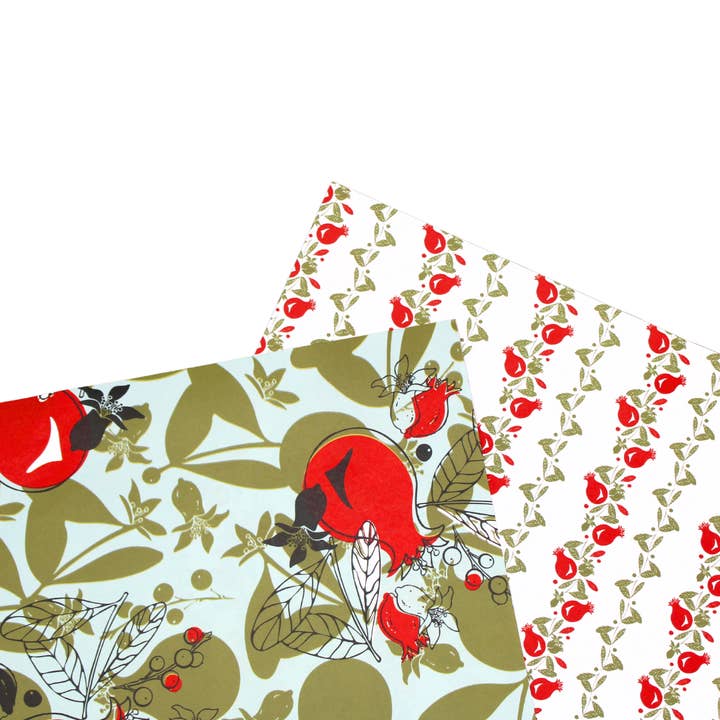 Berries & Cheer Holiday Wrapping Paper for wholesale by Letterpress PLAY