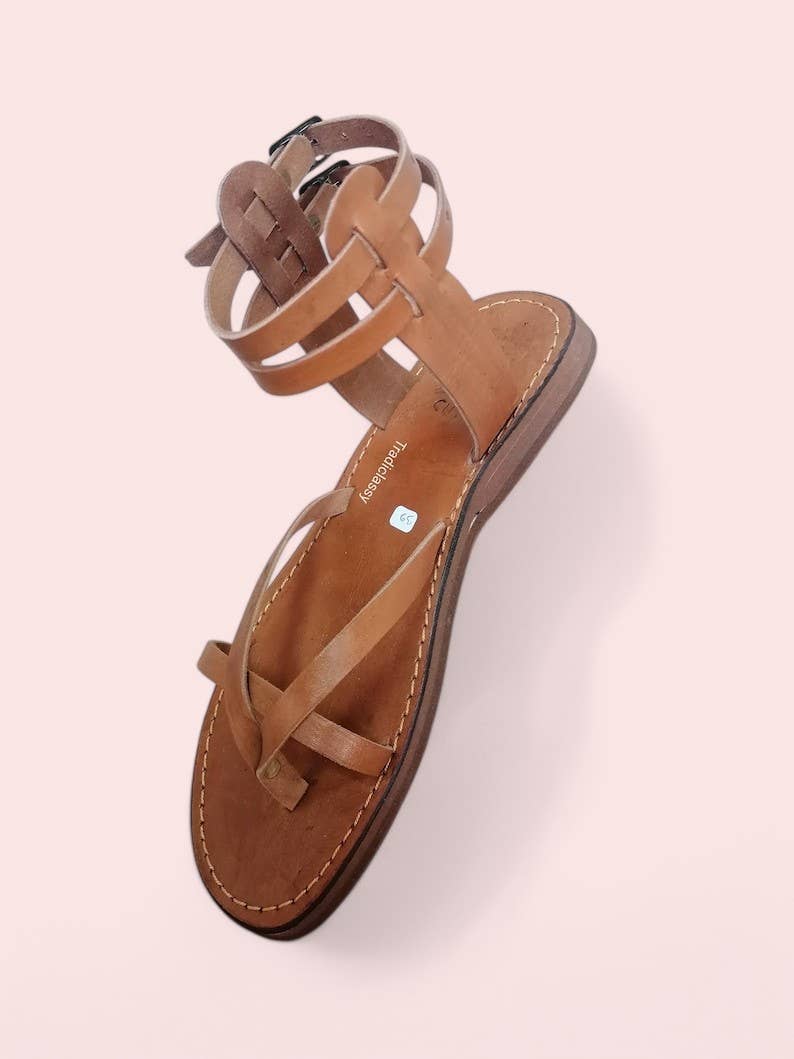 HandmadeBestSeller – wholesale Sandals – Women's – Handmade Leather Gladiator Sandals – Adjustable Ankle Strap1