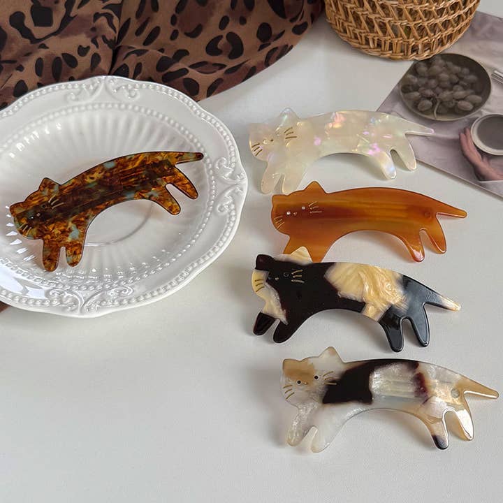 Playful Cat Hair Clips, Animal - Inspired Acetate Hair Claw for wholesale by SoapElenGlen