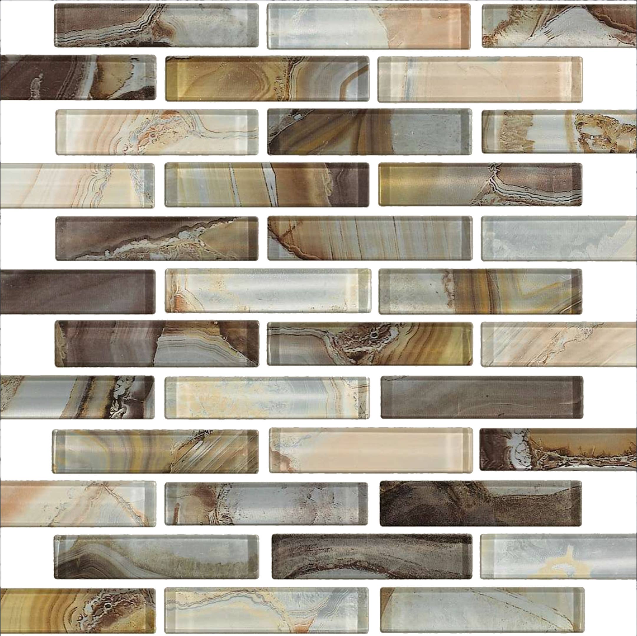 Thomas Avenue Ceramics - Vente Carrelages muraux - Mosaïques linéaires aléatoires en verre nacré de 12 « x 12"6