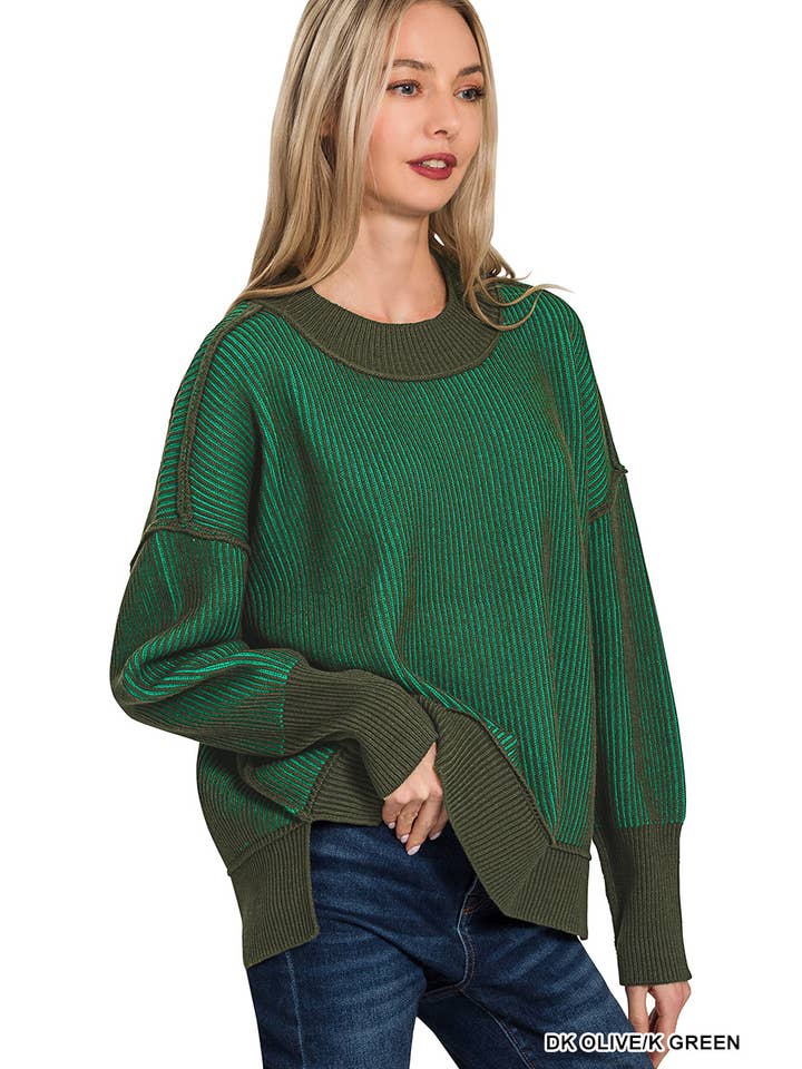 Vanilla Monkey - Wholesale Knit Sweater - Women's - Exposed Seam Two Tone Sweater10