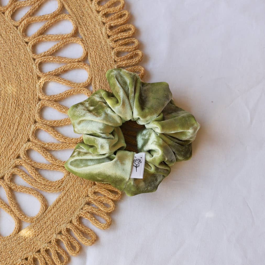 Wild Rose Accessories - Wholesale Scrunchie - Women’s - Pea Green Velvet Scrunchie