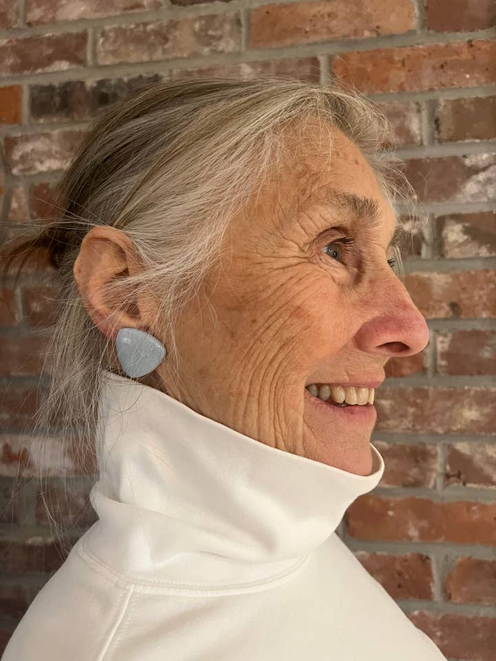 Vintage Triangular Marbled Blue Earrings for wholesale by Abalone Jewelry Co.