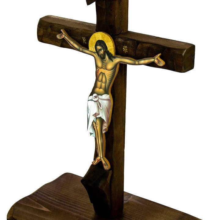 Krucifix ortodox ikonostas, Jesus Kristus välsignelsekors, bysantinsk konst vägghängande, grekiskt handgjort träkors, religiös dekor för wholesale av TheHolyArt