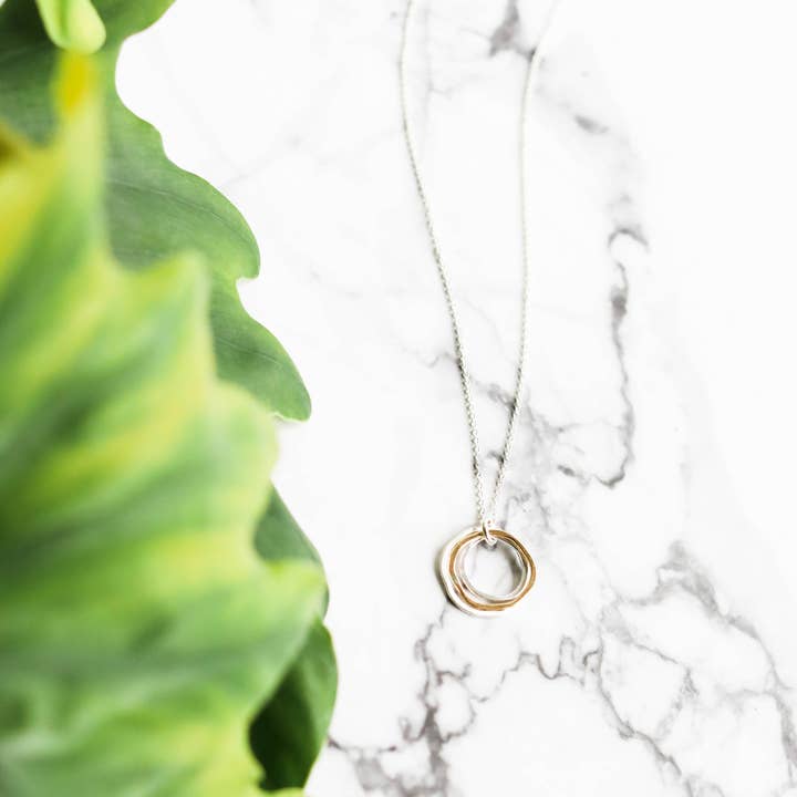 Freshie & Zero - Wholesale Pendant/Charm Necklace - River Rocks Necklace, Three Circles Silver Gold Dainty2