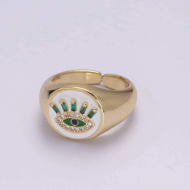 Aim Eternal - Vente Bague avec plusieurs pierres - Bague Evil Eye en forme de dôme blanc, anneau de protection4