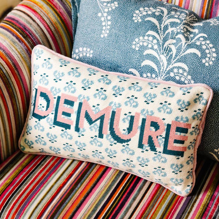 Demure Needlepoint Pillow for wholesale by Furbish Studio
