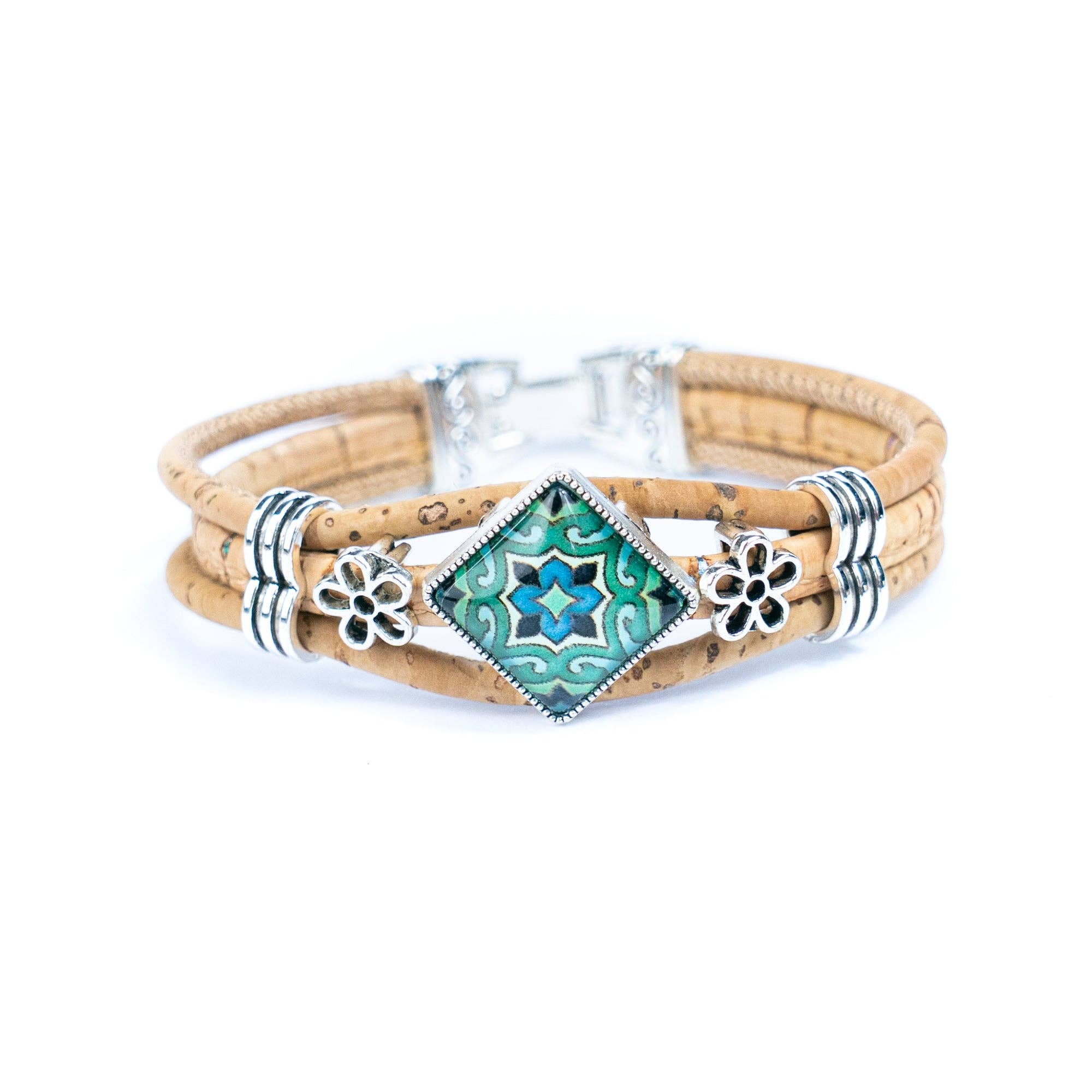 Meninas Bonitas Cork - Wholesale Woven/Braided Bracelet - Natural cork cord and alloy hardware handmade fashion ladies bracelet BR-006-MIX-5(RANDOM)1