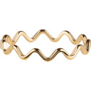 Charmin's Ringen - Wholesale Band/Stacked Ring - R779 Wave Gold Steel Charmin'S