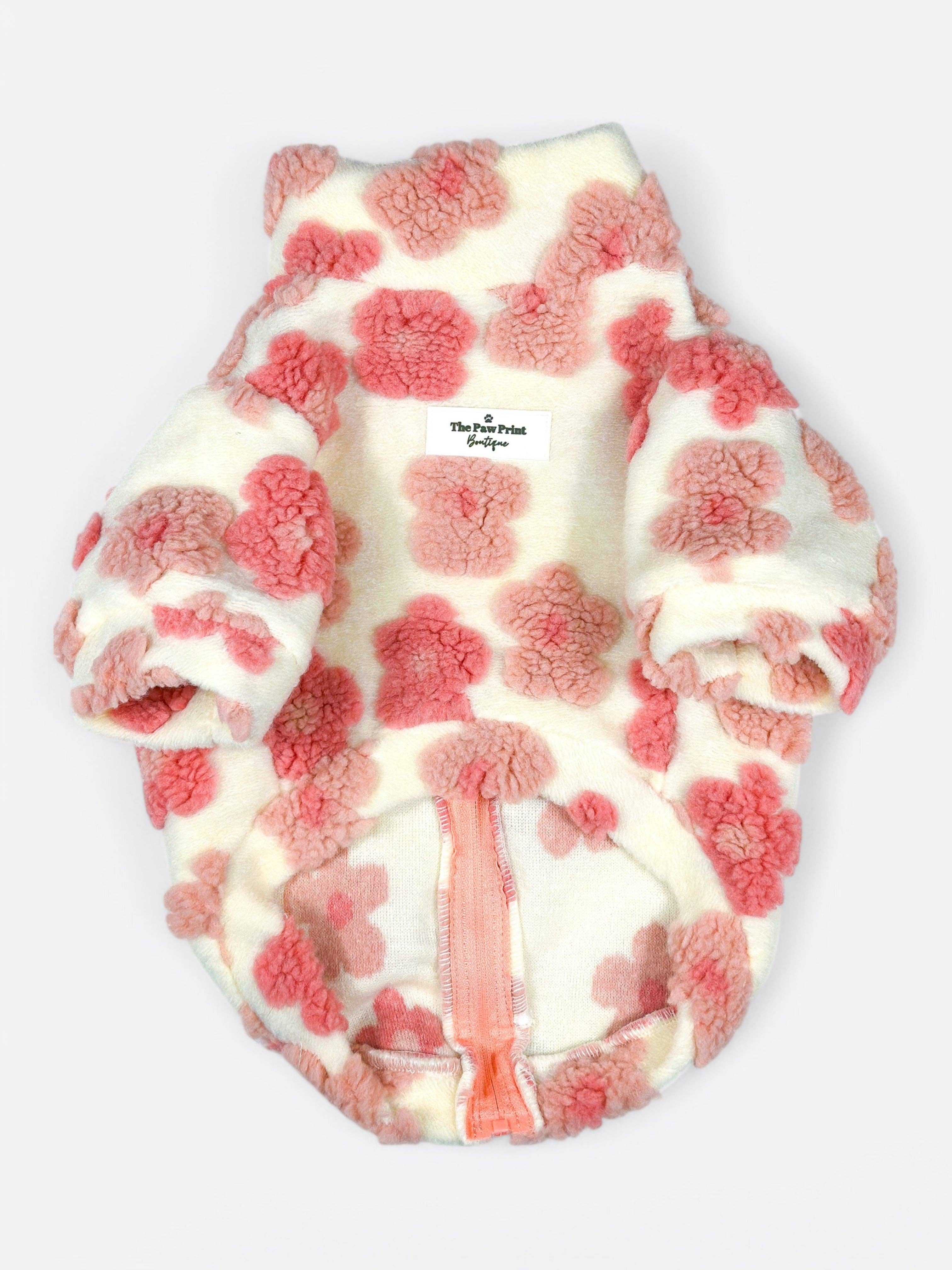 The Paw Print Boutique - Wholesale Pet Coat - Dog - The Peony Pink Floral Fleece