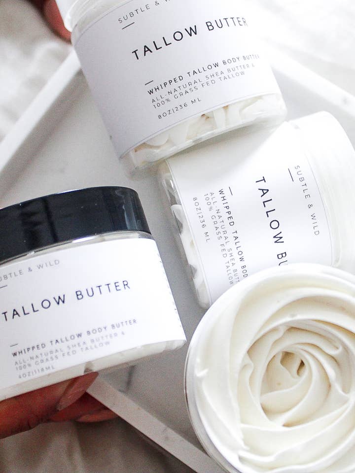 4ozUnscented Tallow|Tallow Skincare|Beef Tallow|Tallow Bulk  for wholesale by Subtle & Wild