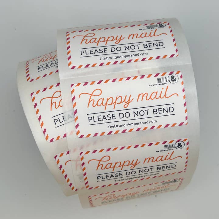Happy Mail Envelope Roll Labels (Add Your website!) for wholesale by The Orange Ampersand