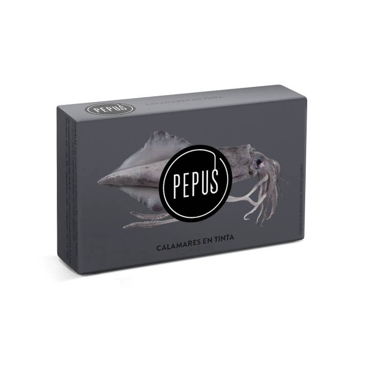Squid pieces in their own ink PEPUS 120gr. Calamar en su tinta Pepus. for wholesale by Spanish Colmado by Ibericos USA