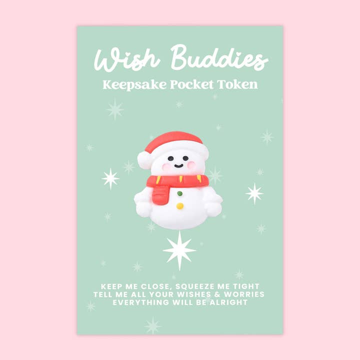 Snowman - WishBuddies - Pocket Hug Token (WB017) for wholesale by WishStrings