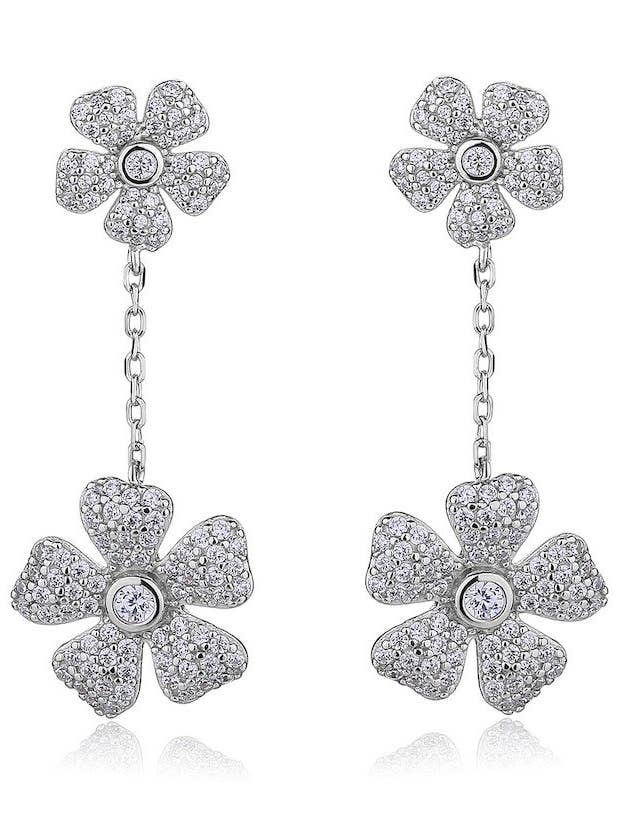 Lucky Flowers Sterling Silver Drop Earrings 2 Flowers for wholesale by AVILIO London