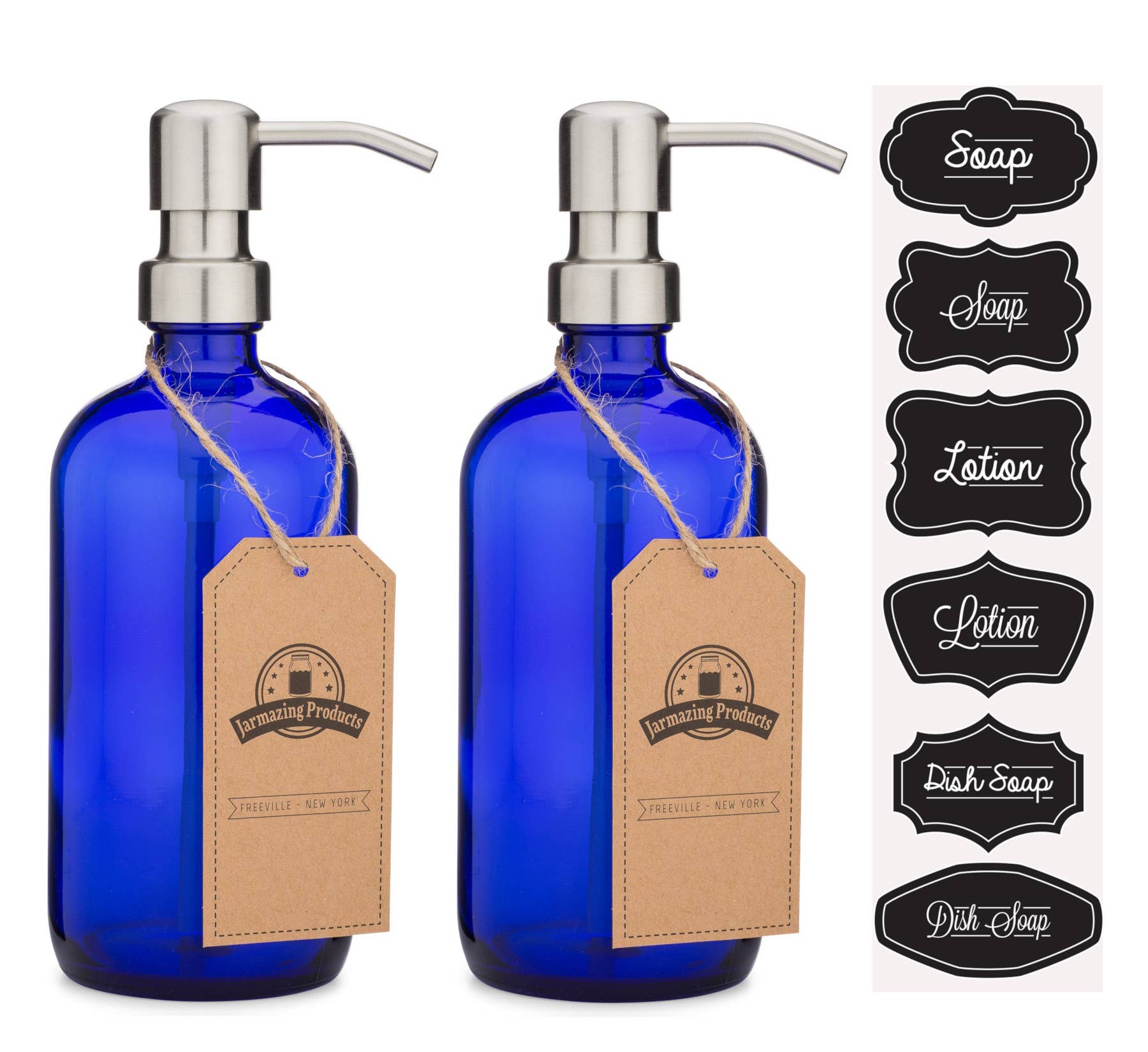 Jarmazing Products - Wholesale Soap Dispenser - Cobalt Glass 16oz Bottle Soap and Lotion Dispenser8