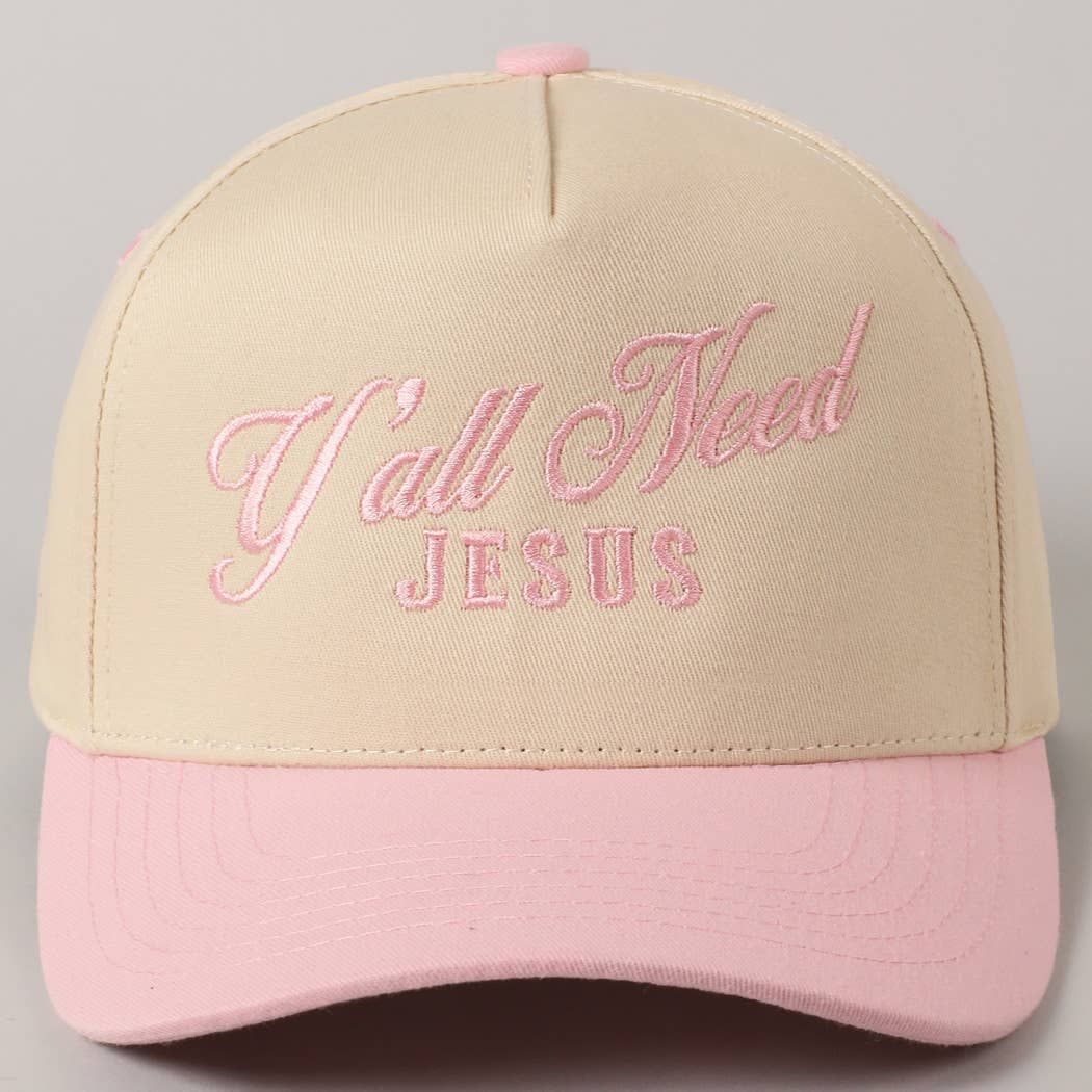 Fashion City - Wholesale Trucker Hat - Unisex - Y'all Need Jesus Lettering Embroidered Trucker Hat35