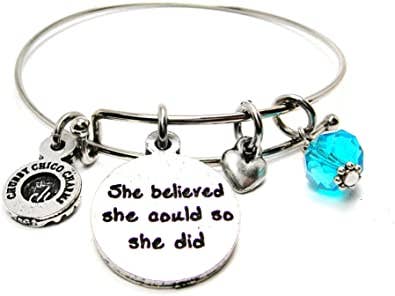 Chubby Chico Charms - Wholesale Charm/Dangle Bracelet - She believed she could so she did Bangle Expandable Bracelet0