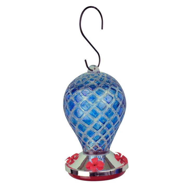 RCS Gifts - Wholesale Bird Feeder - Blue Glass Hummingbird Feeder - 26oz1