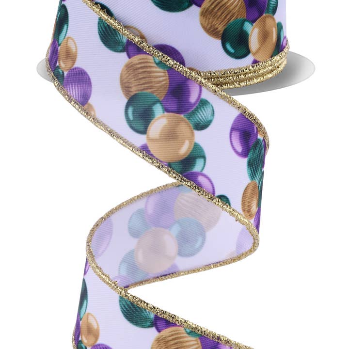1.5"X10Yd Ball Ornament Garland Mardi Gras LS1142WY for wholesale by DecoExchange