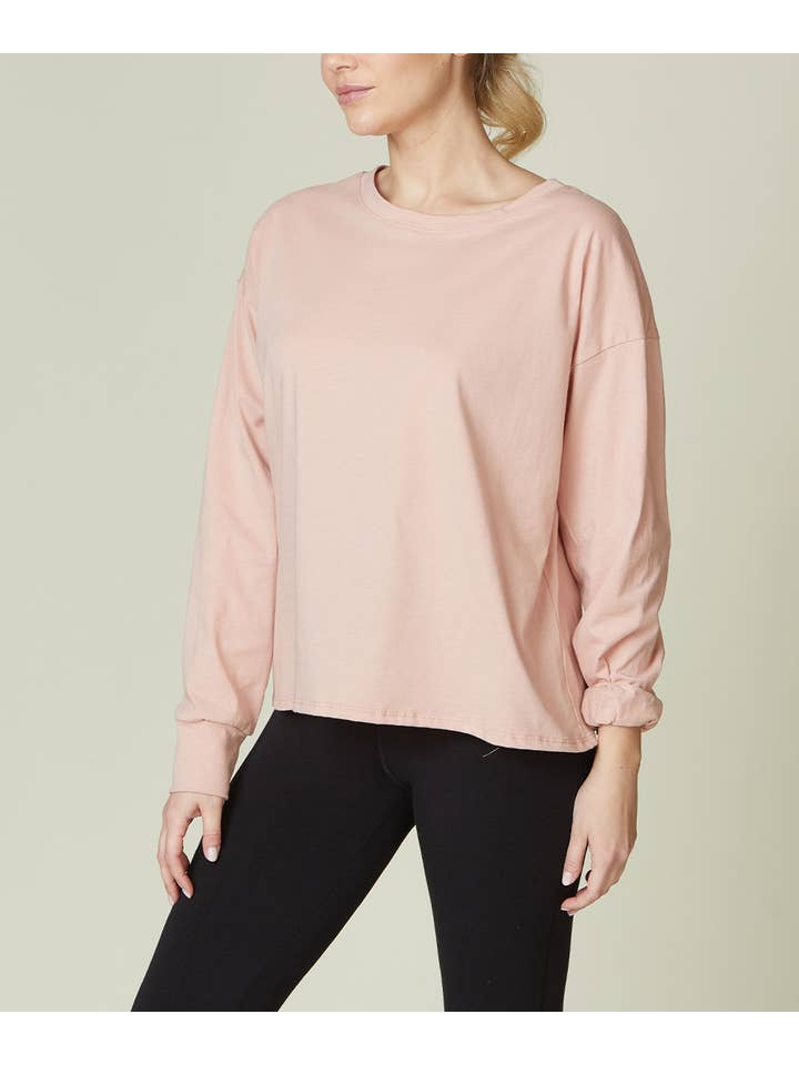 MAUVE COTTON JERSEY OVERSIZE LONG SLV TEE for wholesale on Faire2