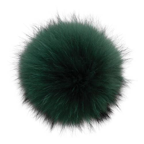 Real Raccoon Fur Pom Pom - Emerald for wholesale by Lindo F