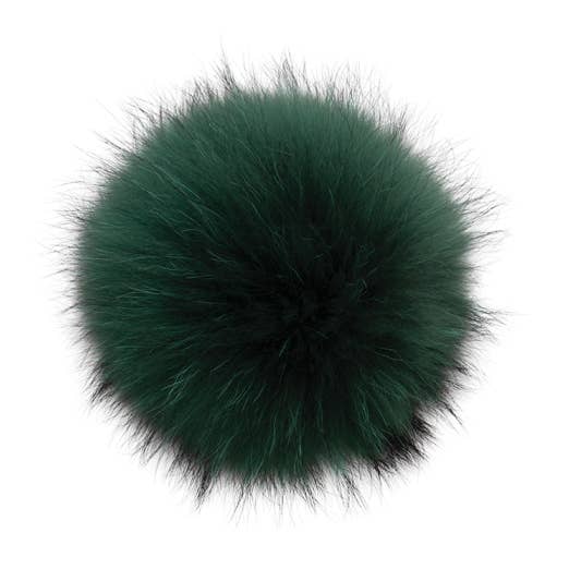 Real Raccoon Fur Pom Pom - Emerald for wholesale by Lindo F