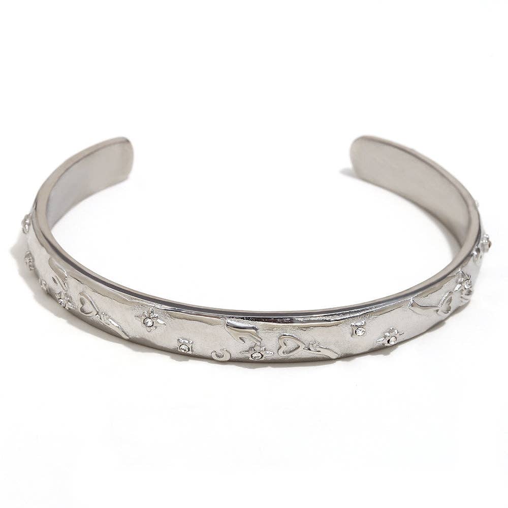 Mio Queena - Vendita all'ingrosso Bracciale a polsino - Bracciale rigido stile tarocchi in acciaio inox placcato oro 18K - FGS/MS13